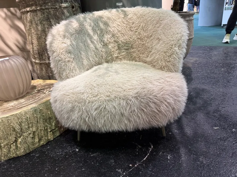 Sessel beige Felloptik, Sessel Schaffelloptik, Breite 83 cm