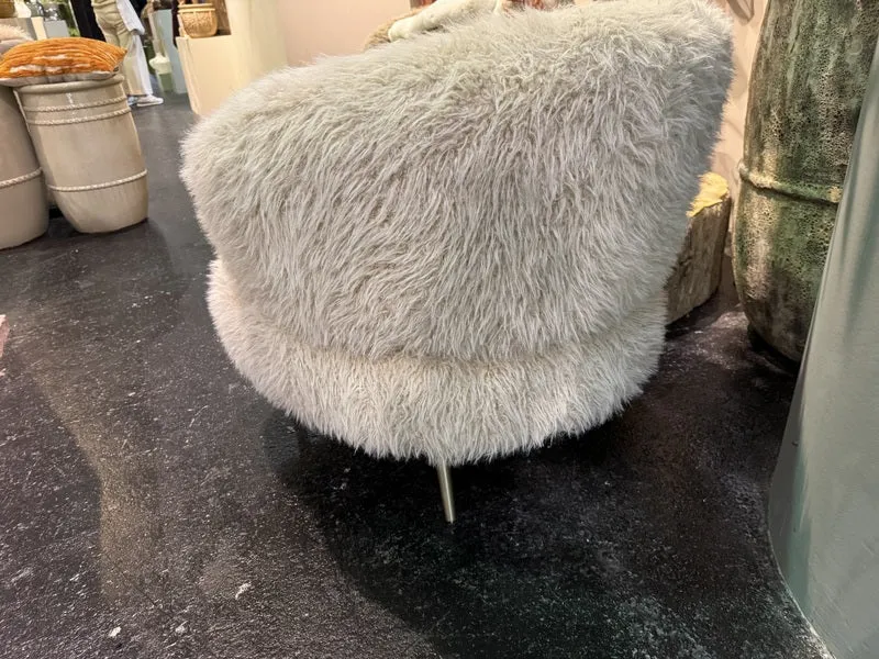 Sessel beige Felloptik, Sessel Schaffelloptik, Breite 83 cm