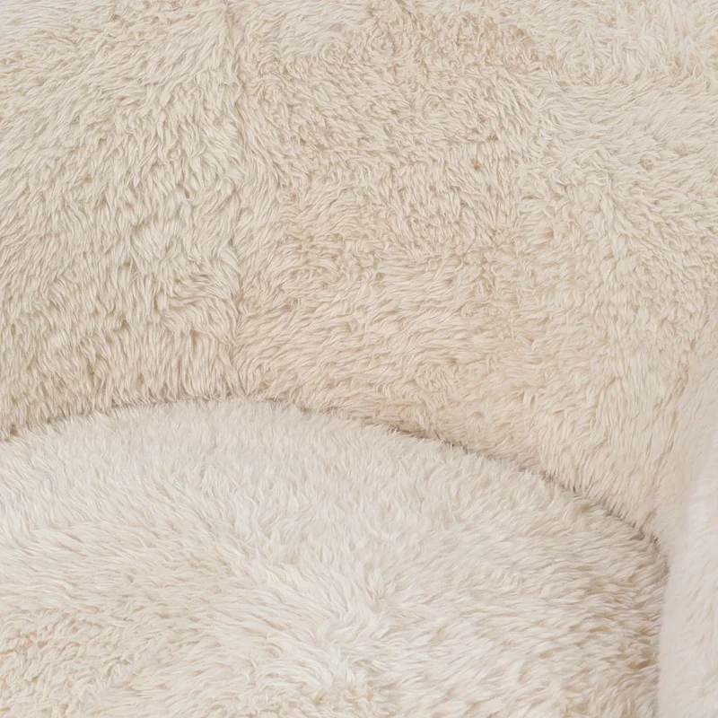 Sessel beige Felloptik, Sessel Schaffelloptik, Breite 90 cm