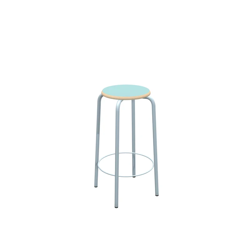 Barstuhl blau Metall-Gestell, Barhocker hellblau Metall, Sitzhöhe 65 cm