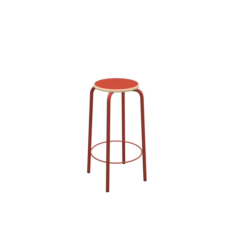 Barstuhl rot Metall-Gestell, Barhocker rot Metall, Sitzhöhe 65 cm