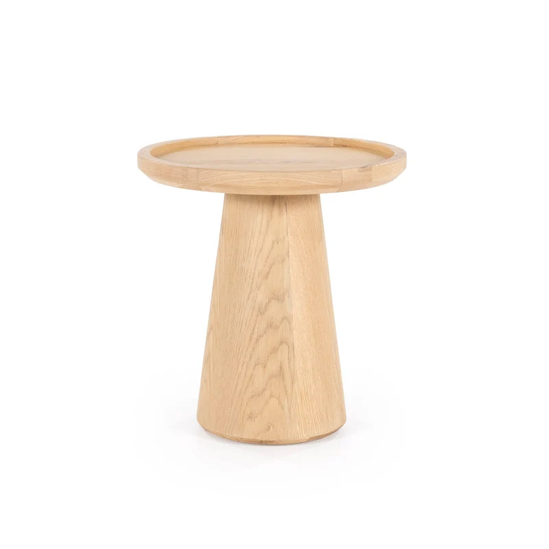 2er Set Couchtische Eiche furniert, runder Couchtisch Farbe Natur-Eiche, Durchmesser 46-66 cm