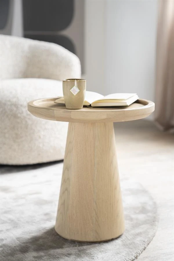 Couchtisch Eiche furniert, runder Couchtisch Farbe Natur-Eiche, Durchmesser 80 cm