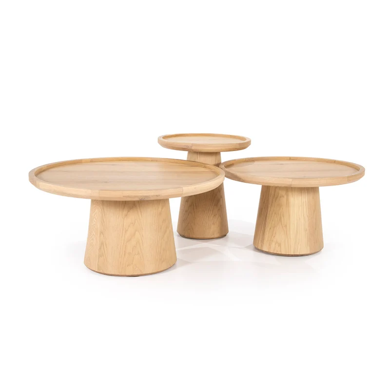 Couchtisch Eiche furniert, runder Couchtisch Farbe Natur-Eiche, Durchmesser 80 cm