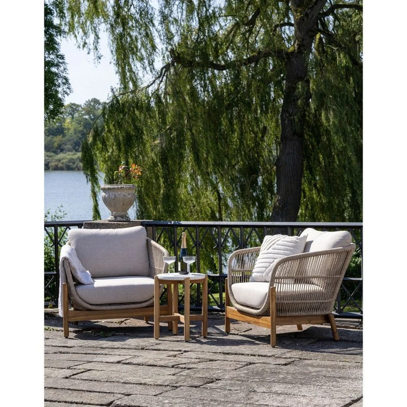 Sessel Holz taupe-hellbraun, Gartensessel Naturholz-Farbe