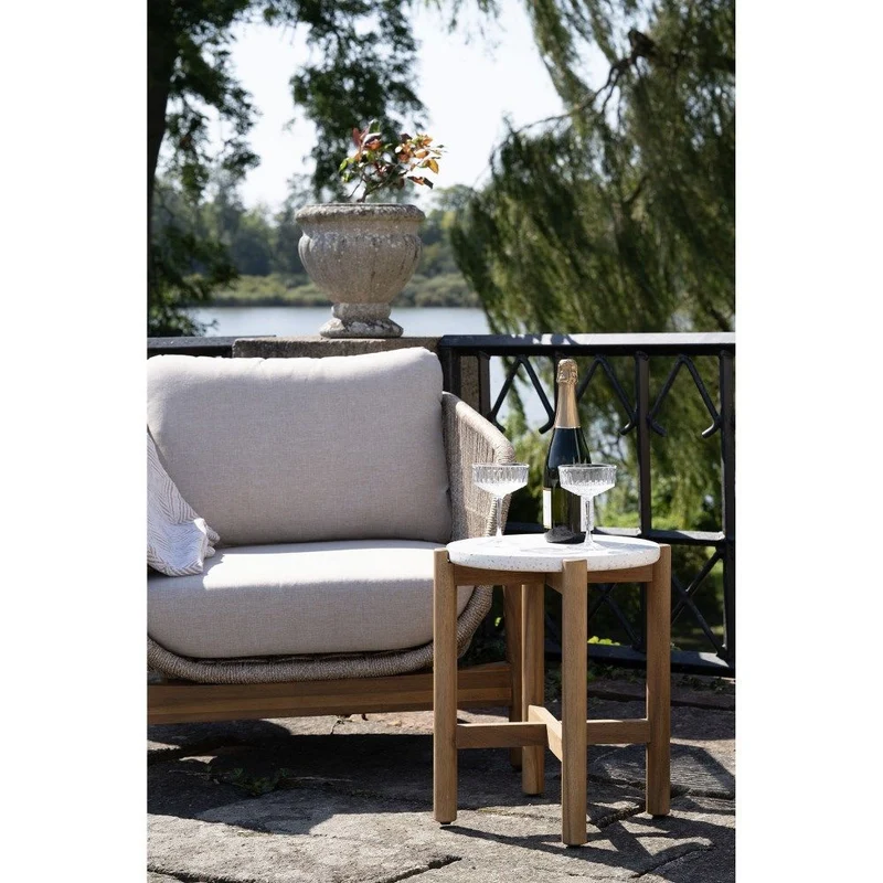 Gartenset 2 Sessel und 1 Gartenbeistelltisch rund