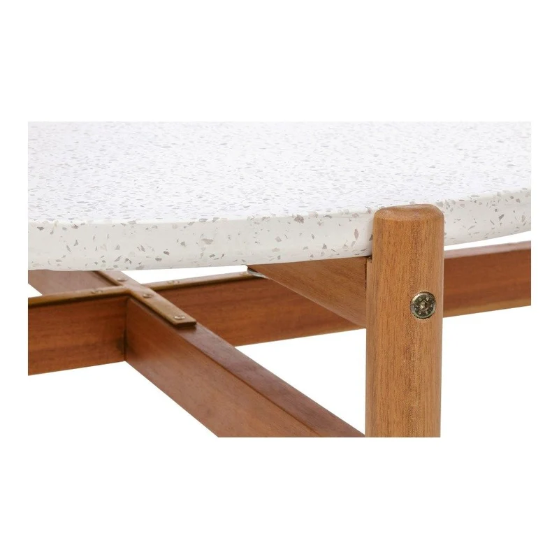 Gartentisch rund Holz, Gartencouchtisch Naturholz-Farbe, Durchmesser 85 cm