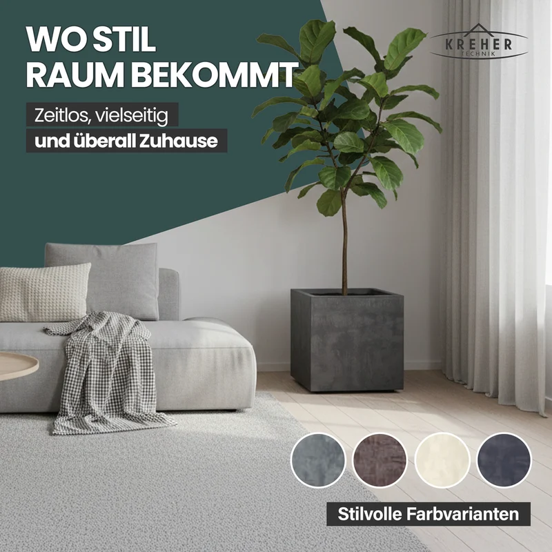 Set: 2x XL Pflanzkübel 'Millennium' 10 Liter, eckig in Anthrazit