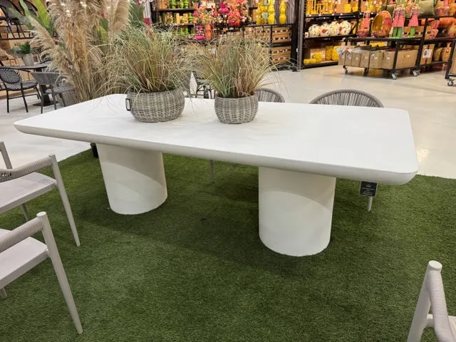 Gartentisch Beton weiß, Esstisch weiß Beton, Gartentisch Kunststoffbeton weiß, Länge 240 cm