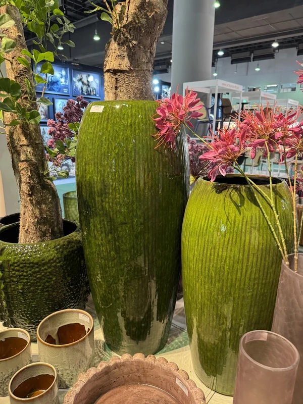 Pflanztopf grün Keramik, Blumentopf grün Keramik, Höhe 82 cm