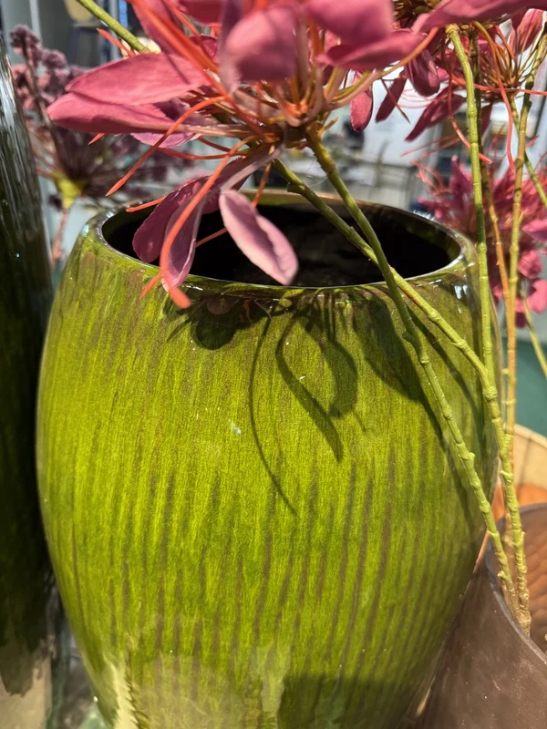Pflanztopf grün Keramik, Blumentopf grün Keramik, Höhe 82 cm