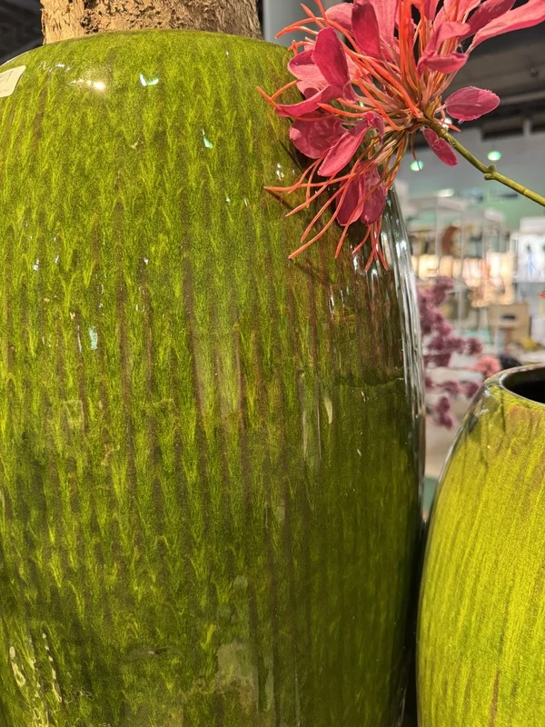 Pflanztopf grün Keramik, Blumentopf grün Keramik, Höhe 82 cm