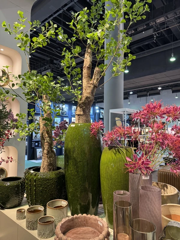 Pflanztopf grün Keramik, Blumentopf grün Keramik, Höhe 82 cm