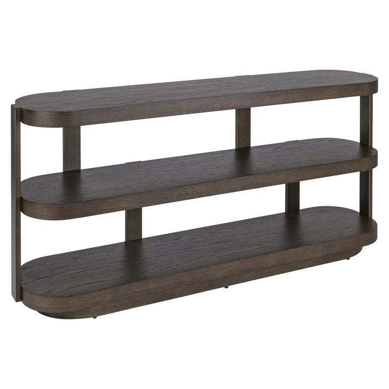 Konsole braun Eiche furniert, Konsole oval braun, Wandtisch braun, Breite 160 cm