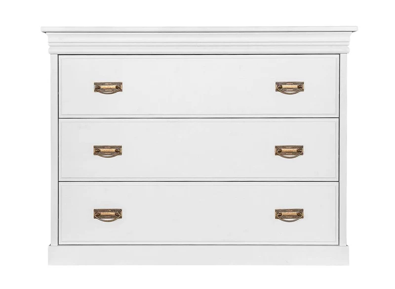 Landhaus Sideboard Toskania aus Massivholz in weiß mit drei Schubladen