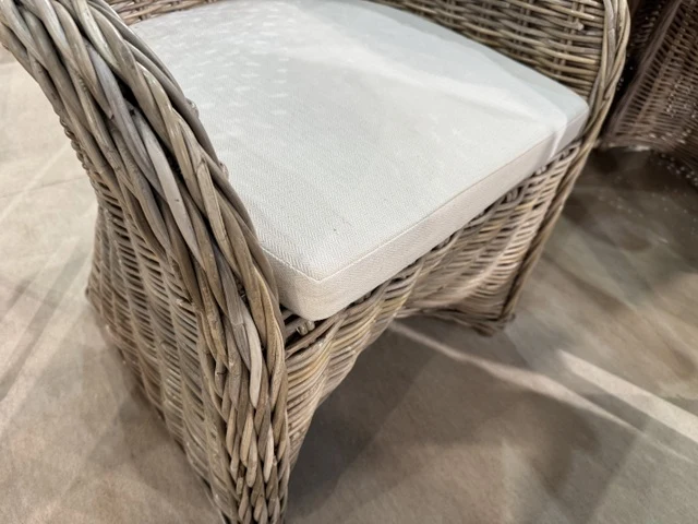 Rattanstuhl Landhaus, Gartenstuhl Rattan mit Kissen