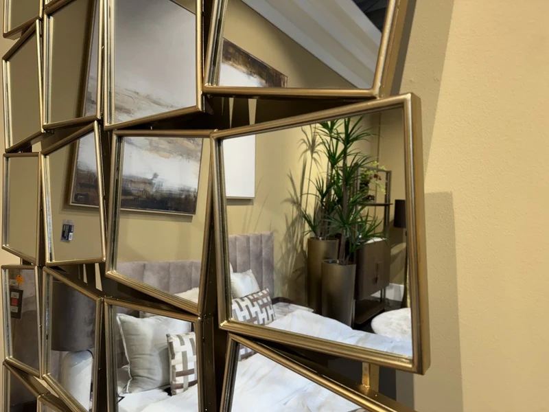 Wandspiegel Gold Metall-Rahmen, Spiegel Antikgold, Höhe 252 cm