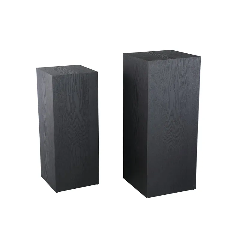 Dekosäule schwarz Holz, Holz Säule schwarz 2er Set, Höhe 70-85 cm