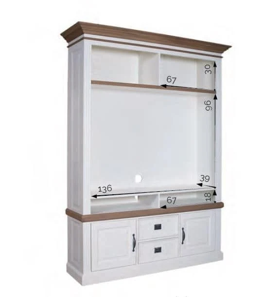 TV Schrank weiß Landhaus, Fernsehschrank weiß Landhaus, Breite 302 cm