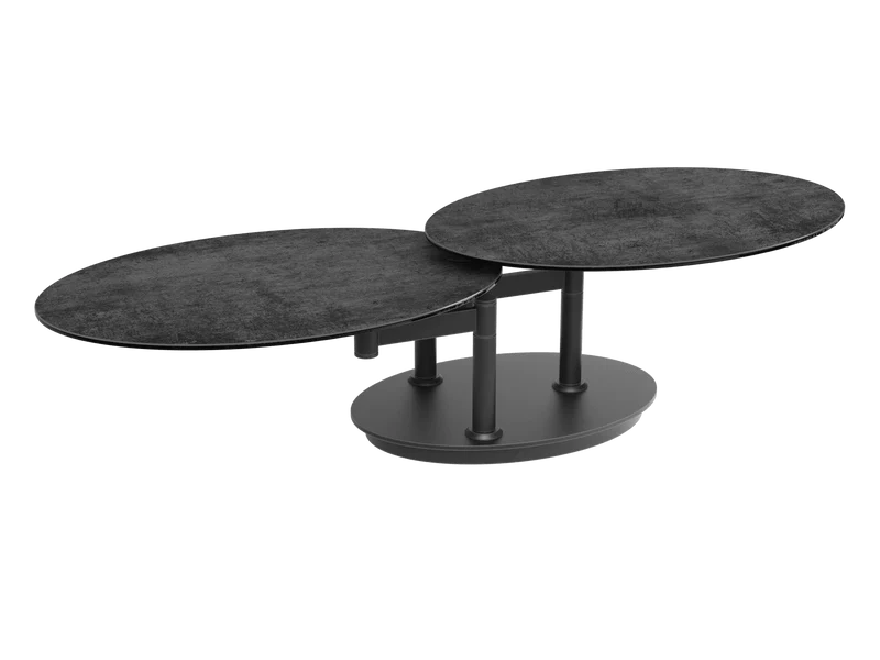 Couchtische anthrazit-grau oval ausziehbar Keramik, ovaler Couchtisch Keramik ausziehbar, Maße: 90-150 cm