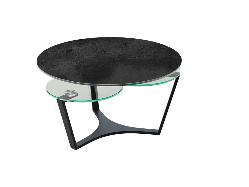 Couchtisch anthrazit Keramik-Glas, runder Keramik Couchtisch Keramik