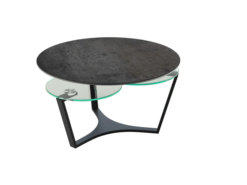 Couchtisch rund Keramik-Glas, runder Keramik Couchtisch braun