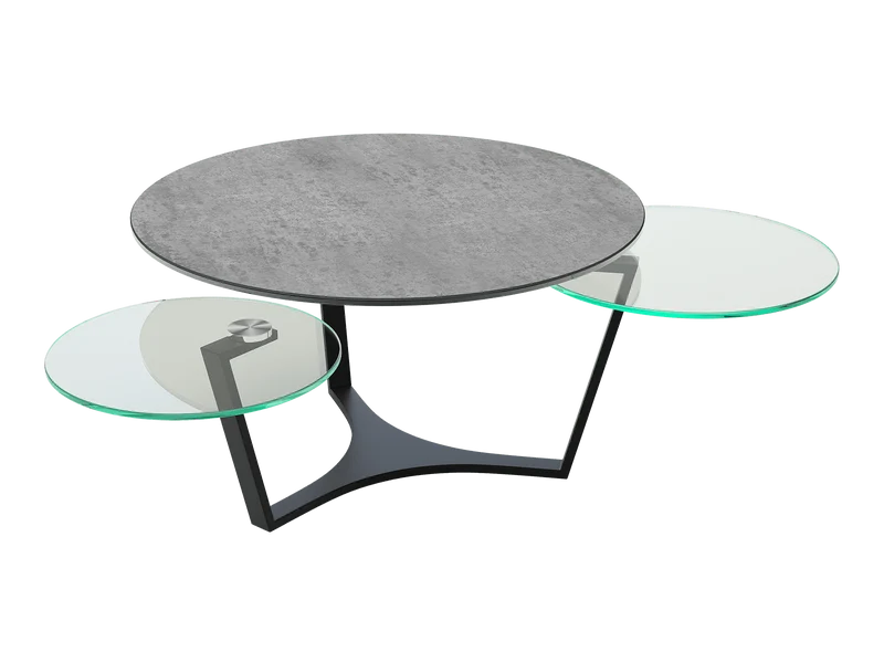 Couchtisch grau Keramik-Glas, runder Keramik Couchtisch Keramik