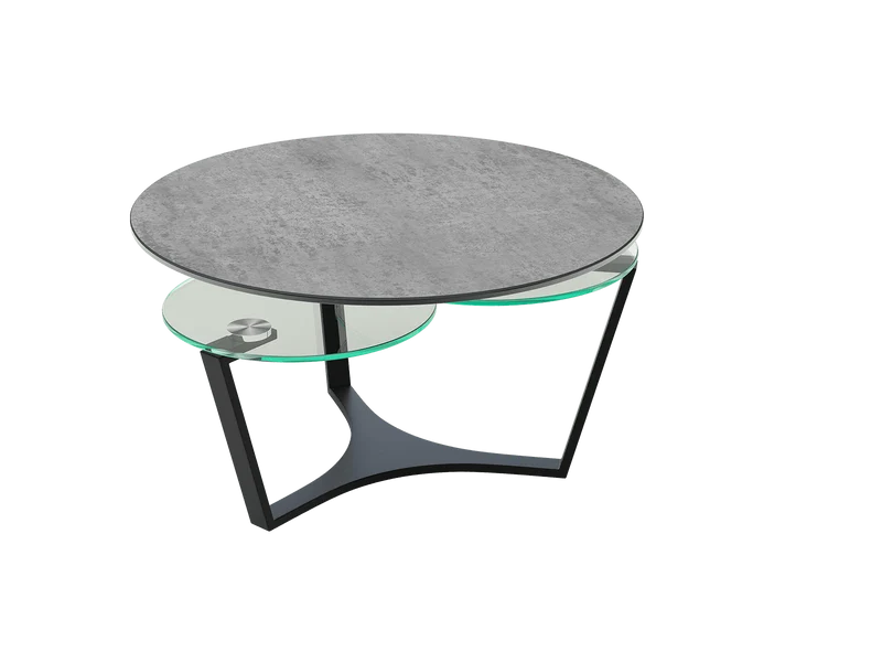 Couchtisch grau Keramik-Glas, runder Keramik Couchtisch Keramik