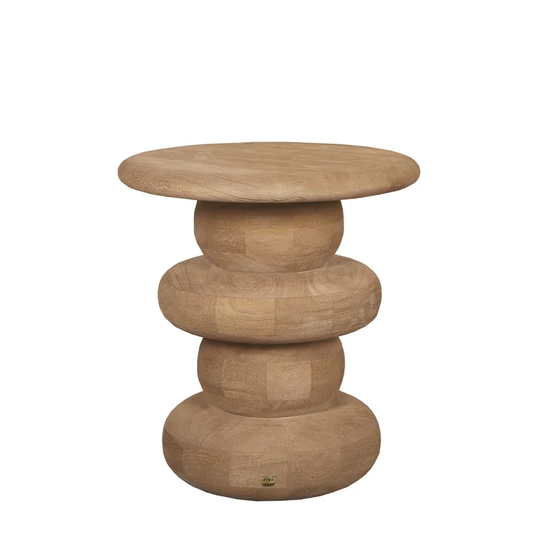 Beistelltisch rund Holz massiv, runder Beistelltisch Holz, Durchmesser 40 cm