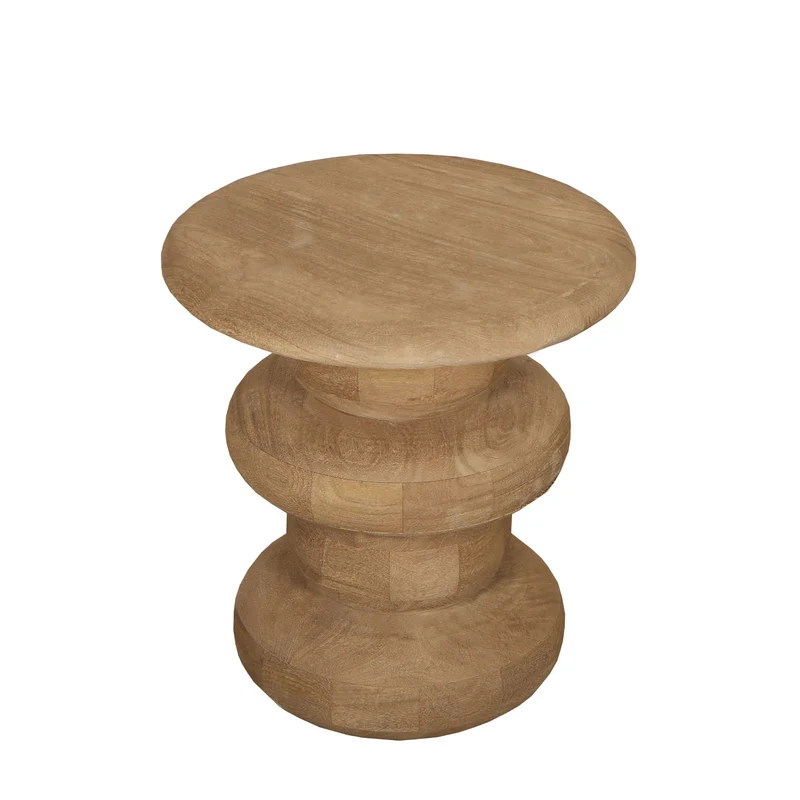 Beistelltisch rund Holz massiv, runder Beistelltisch Holz, Durchmesser 40 cm