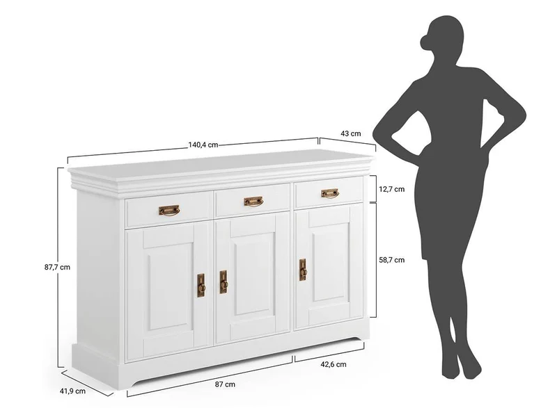 Landhaus Sideboard Toskania aus Massivholz gebeizt
