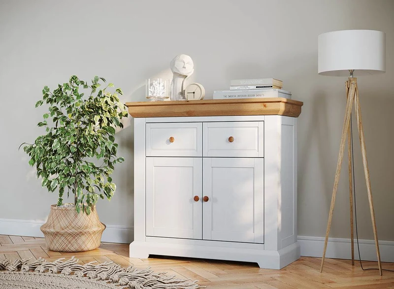 Kleines Sideboard aus Massivholz | Zweitürige Kommode Marone Elite mit Schubladen