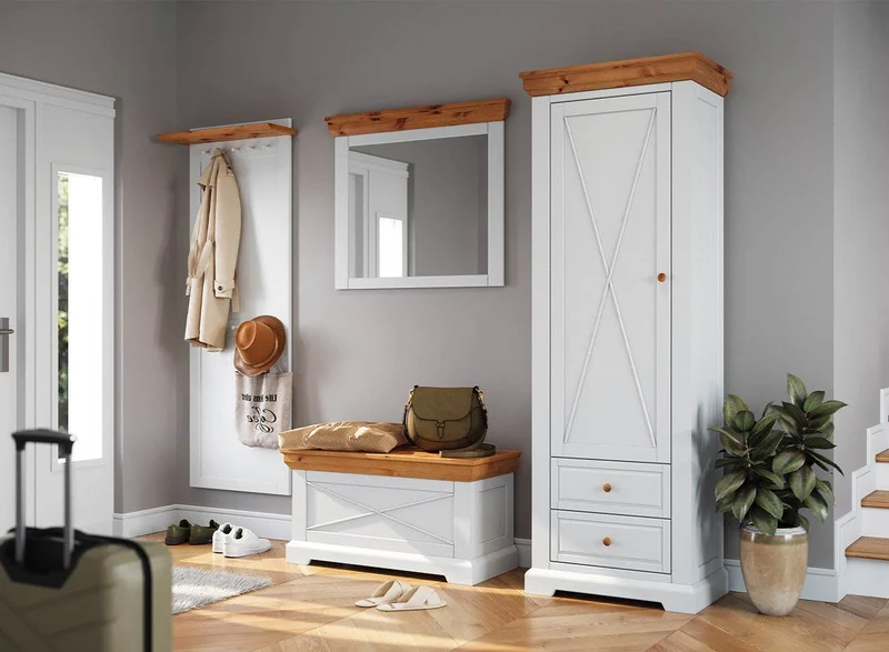 Garderobenpanel aus Massivholz | Hängegarderobe Marone Elite mit 8 Haken