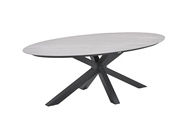 Gartentisch oval grau-taupe, Gartentisch Keramik-Verbundstoff anthrazit, Länge 230 cm