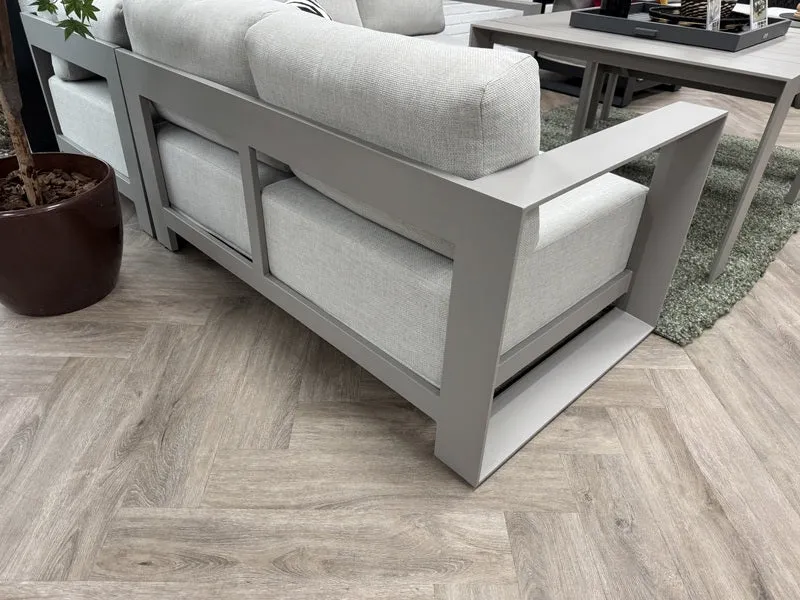 Gartensofa taupe Metall, Gartenbank taupe Aluminium-Gestell, Breite 226 cm