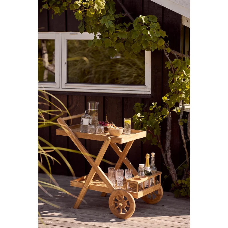 Garten-Servierwagen Holz, Gartentrolley Holz