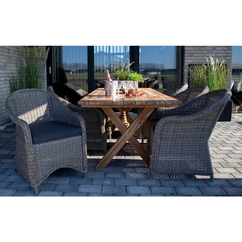 Gartentisch Teak-Holz, Gartenesstisch Naturholz-braun, Länge 200 cm