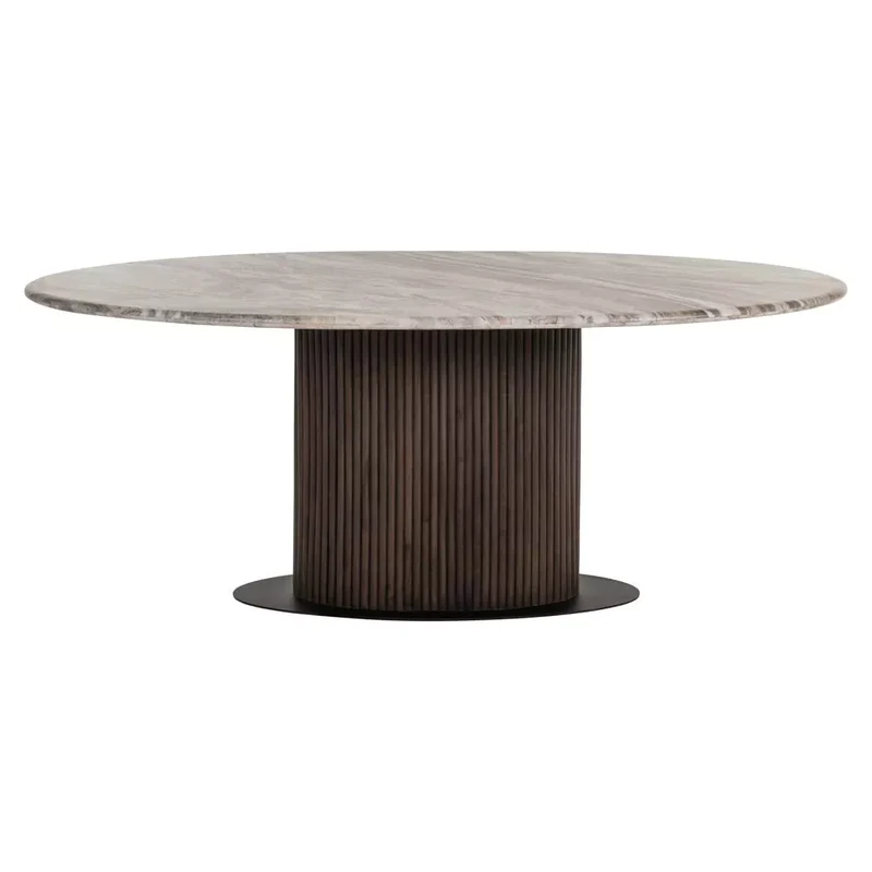 Esstisch Marmor-Tischplatte, Esstisch braun oval, Länge 200 cm