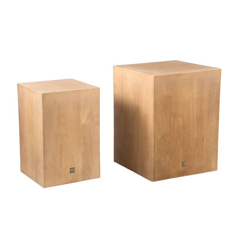 Dekosäule Naturholz-brau, Holz Säule Naturholz 2er Set, Höhe 30-40 cm