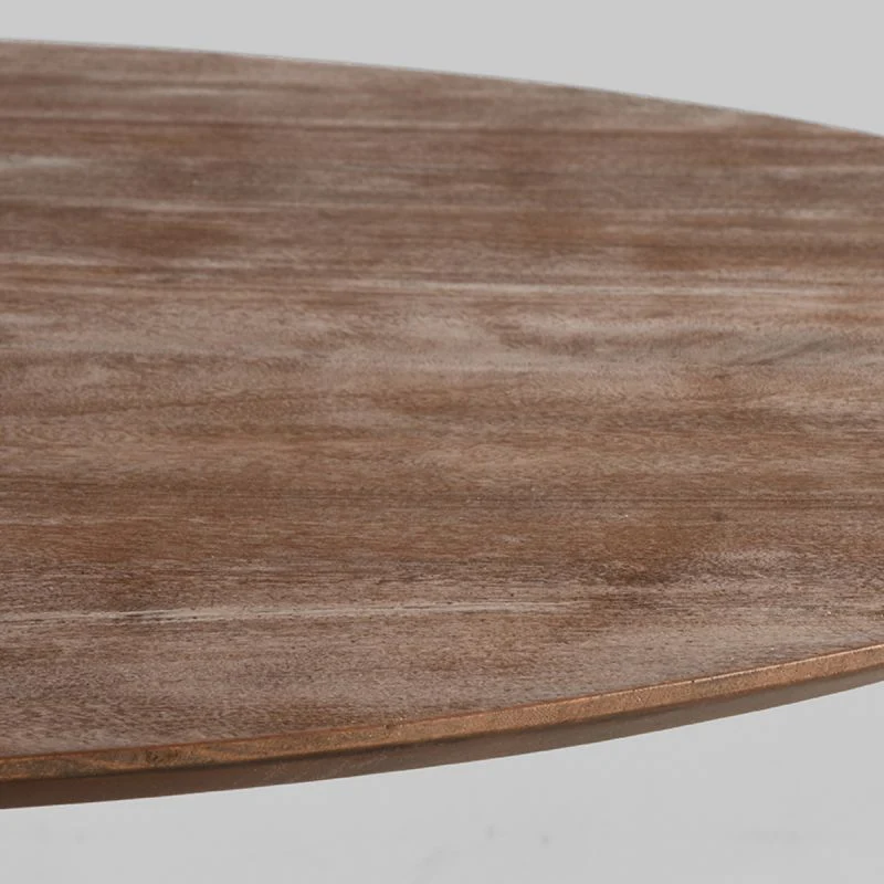 Tisch rund Holz, runder Esstisch braun, Durchmesser 130 cm