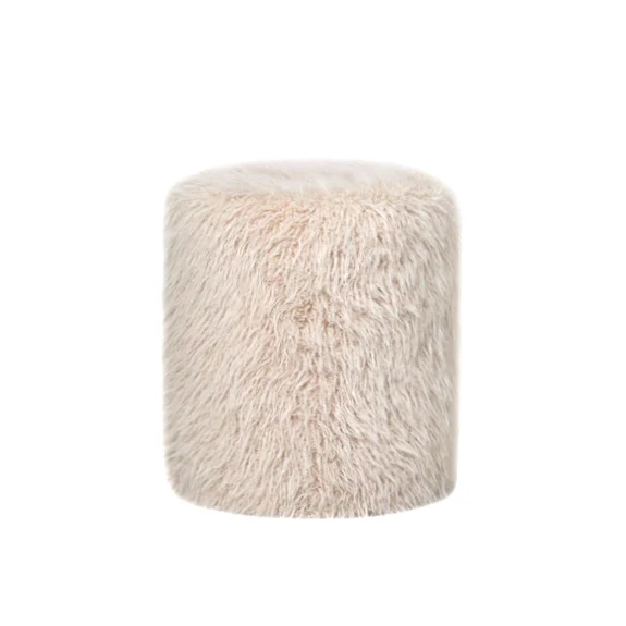 Hocker Lammfell-Optik, Hocker beige rund, Durchmesser 40 cm