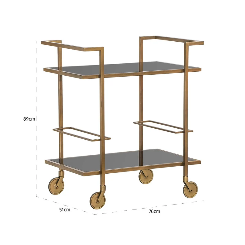 Servierwagen Gold, Servierwagen Glas-Metall Gold