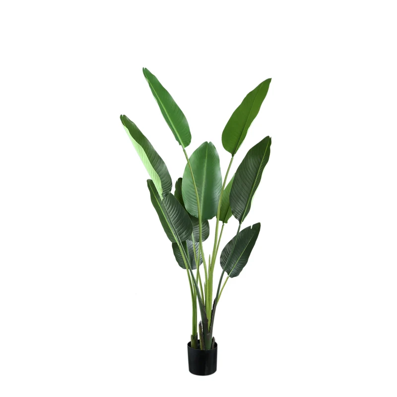 Künstlicher Bananenbaum L, Deko-Bananenpflanze grün, Kunstpflanze Bananenstaude grün, Höhe 150 cm