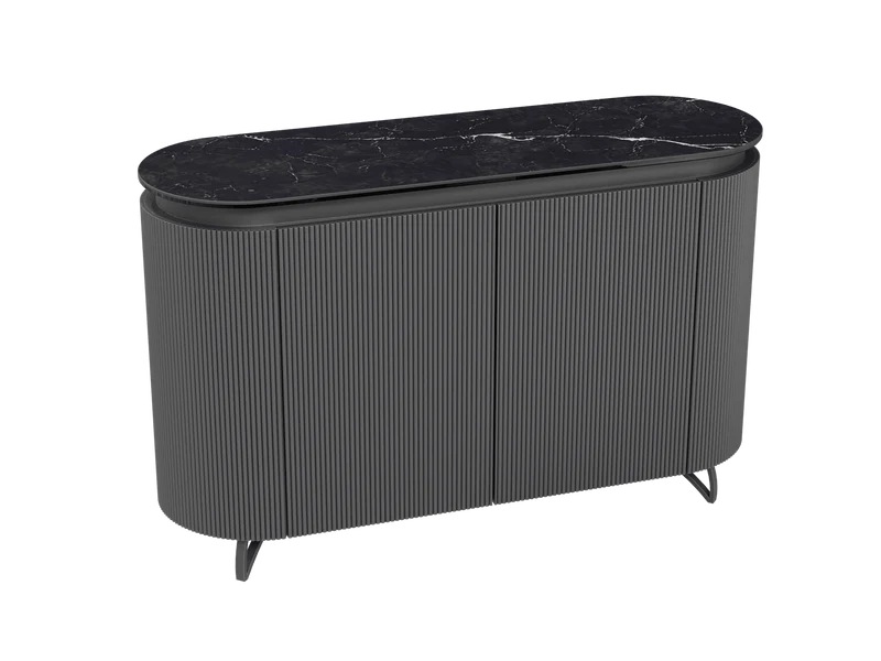 Sideboard anthrazit, Sideboard Keramik, ovale Anrichte Keramik, Breite 130 cm