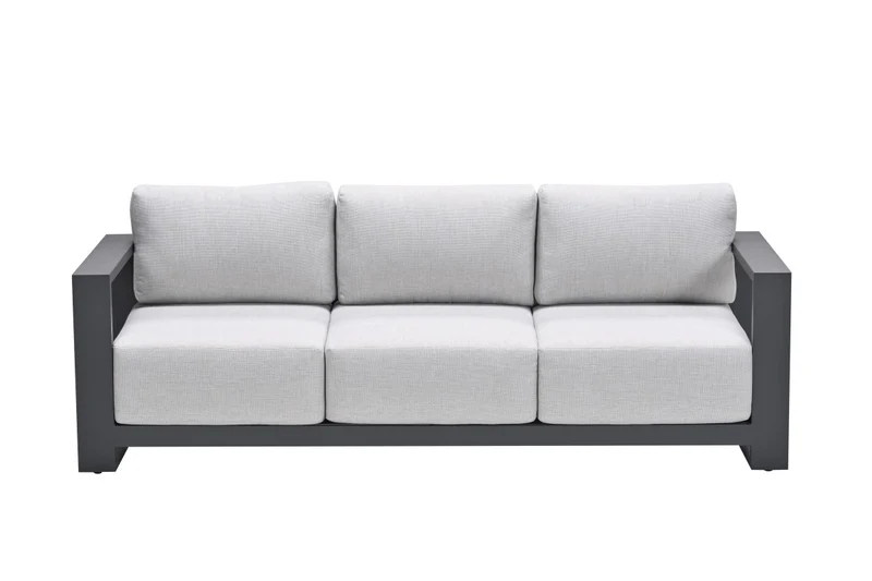 Gartensofa anthrazit Metall, Gartenbank anthrazit Aluminium-Gestell, Breite 226 cm
