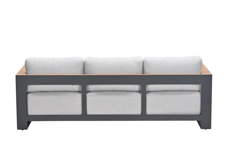 Gartensofa anthrazit-Holzoptik Metall, Gartenbank anthrazit Aluminium-Gestell, Breite 226 cm