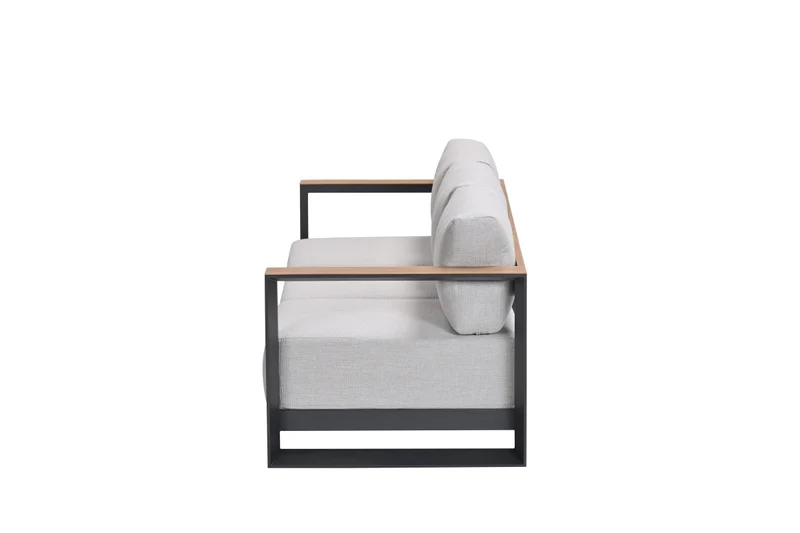Gartensofa anthrazit-Holzoptik Metall, Gartenbank anthrazit Aluminium-Gestell, Breite 226 cm