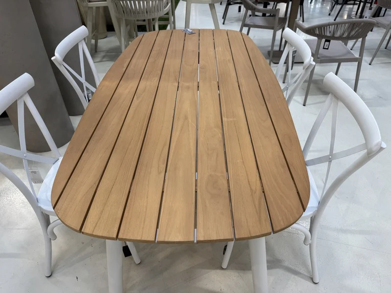 Gartentisch weiß-braun, outdoor, Gartentisch weiß Teak, Länge 180 cm