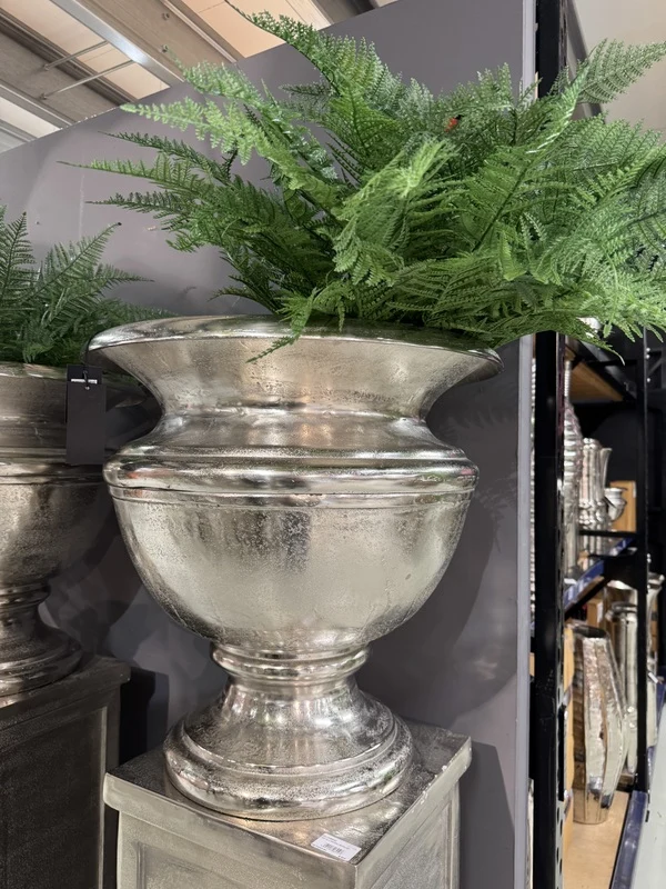 Vase Silber Metall, Dekovase Silber Metall, Metall-Vase Silber, Durchmesser 60 cm