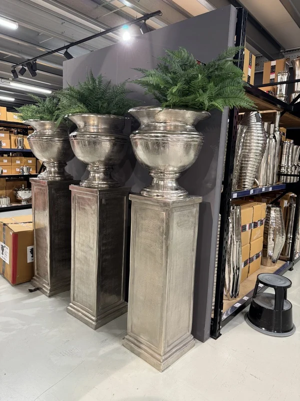 Vase Silber Metall, Dekovase Silber Metall, Metall-Vase Silber, Durchmesser 60 cm